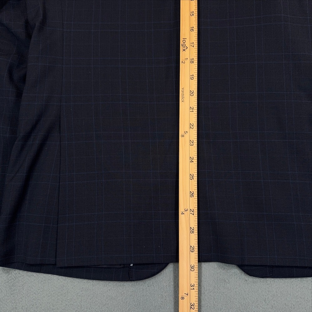 Jos A Bank 1905 Slim Fit Navy Windowpane Organica Wool Blazer 42R brrr Comfort - Picture 7 of 11